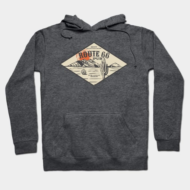 Route 66 Pub Retro Design Hoodie by AllAmerican